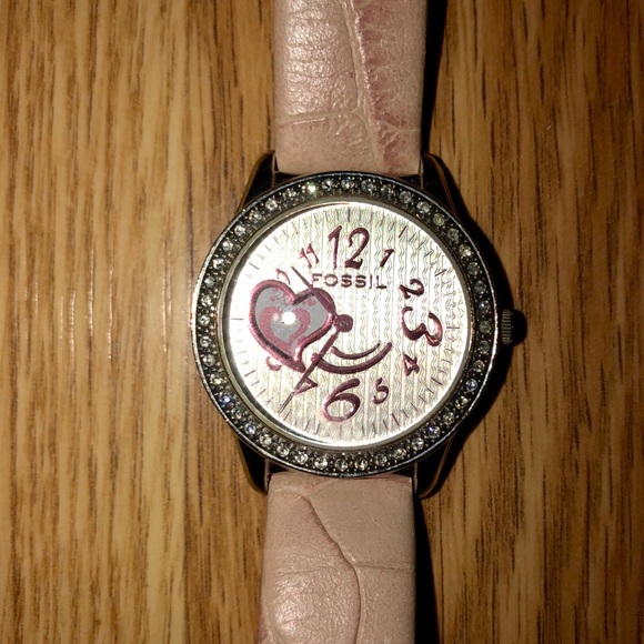 fossil watch with hearts